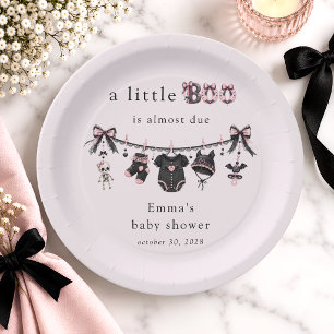 Assiettes En Carton Little Boo Étendoir Rose Noir Baby Shower