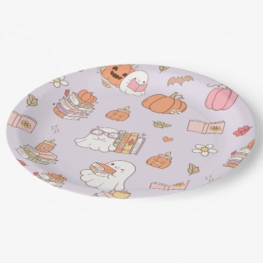 Assiettes En Carton Little Boo Lilac Whimsical Books Baby shower (Angle)