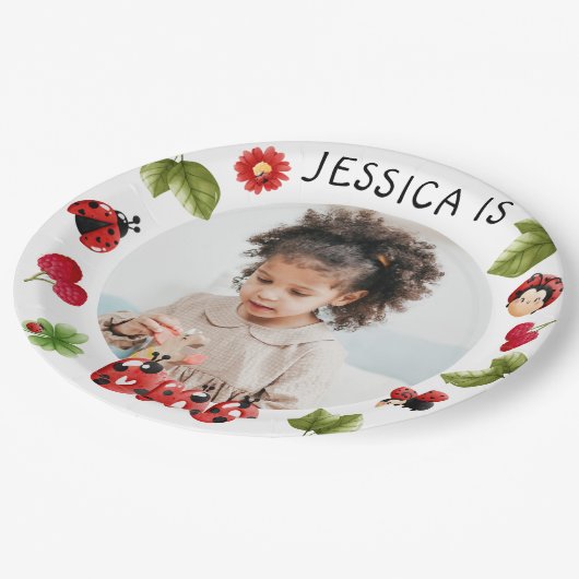 Assiettes En Carton Little Bug Pink Ladybug 1ère photo d'anniversaire (Angle)