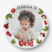 Assiettes En Carton Little Bug Pink Ladybug 1ère photo d'anniversaire (Devant)