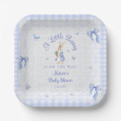 Assiettes En Carton Little Bunny Gingham Blue Baby Shower (Recto)