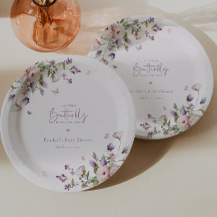 Assiettes En Carton Little Butterfly Garden Baby shower Floral