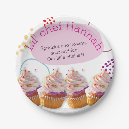 Assiettes En Carton Little Chef Cupcake Baking Party (Devant)