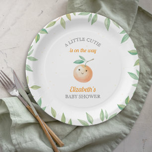 Assiettes En Carton Little Cutie est en route Fête de bébé orange