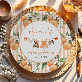 Assiettes En Carton Little Cutie Orange Citrus Baby Shower