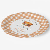 Assiettes En Carton Little Cutie Pie Fall Citrouille En vichy Baby sho (Angle)