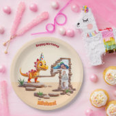 Assiettes En Carton Little Dino Dragon | Photo Big Number 1st Birday (Fête)