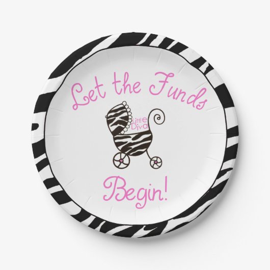 Assiettes En Carton "Little Diva" Laissez les fonds commencer ! (Devant)