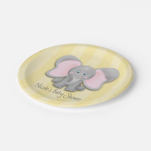 Assiettes En Carton Little Elephant Yellow Baby shower Party (Angle)