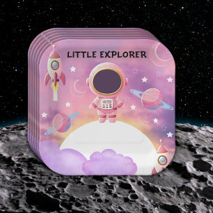 Assiettes En Carton Little Explorer Modern Purple Baby shower