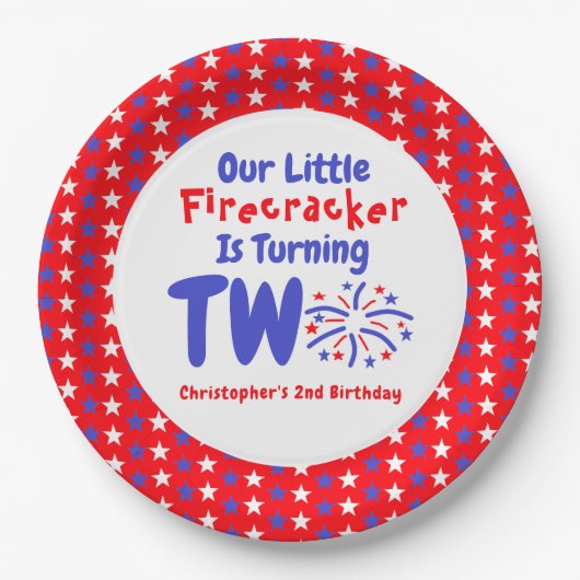 Assiettes En Carton Little Firecracker 2e anniversaire (Devant)