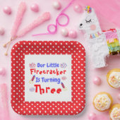 Assiettes En Carton Little Firecracker 3ème anniversaire (Fête)
