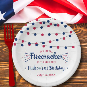 Assiettes En Carton Little Firecracker 4 juillet 1er anniversaire