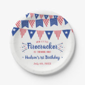 Assiettes En Carton Little Firecracker 4 juillet 1er anniversaire (Devant)
