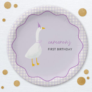 Assiettes En Carton Little Goose En vichy premier anniversaire