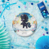Assiettes En Carton Little Joyful Black Unicorn Anniversaire (Fête)