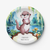 Assiettes En Carton Little Joyful Otter Anniversaire (Devant)