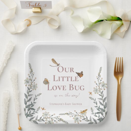 Assiettes En Carton Little Love Bug Baby Shower Gender Neutral (Mariage)