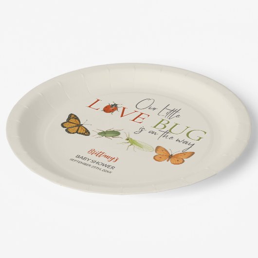 Assiettes En Carton Little Love Bug Baby shower Papillon (Angle)