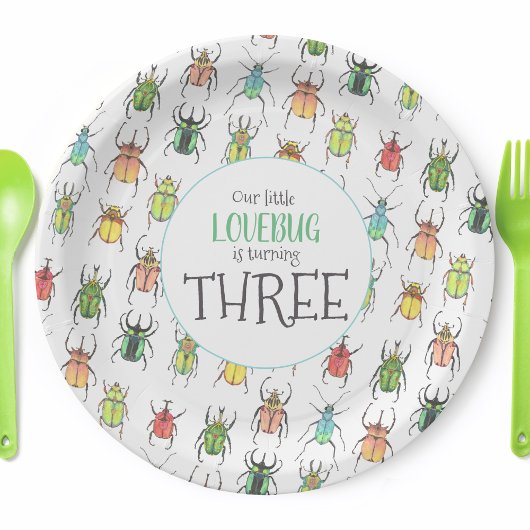 Assiettes En Carton Little Lovebug fête d'anniversaire