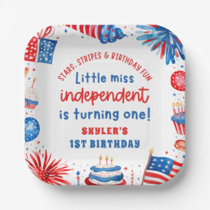 Assiettes En Carton Little Miss Independent 4 juillet 1er anniversaire