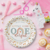 Assiettes En Carton Little Miss Onederful Boho Rainbow Anniversaire Pa (Fête)