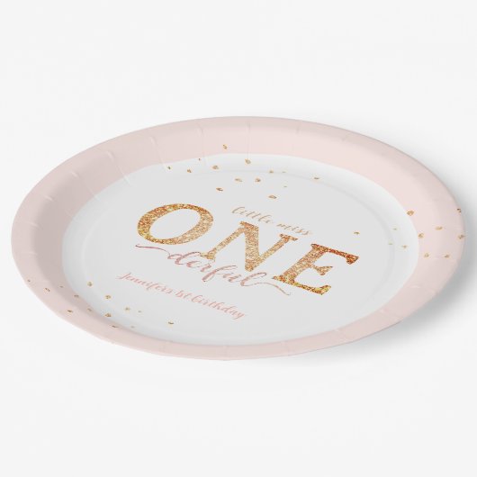 Assiettes En Carton Little Miss Onederful Gold 1er anniversaire (Angle)