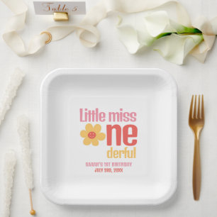 Assiettes En Carton Little Miss Onederful Retro Super Premier annivers
