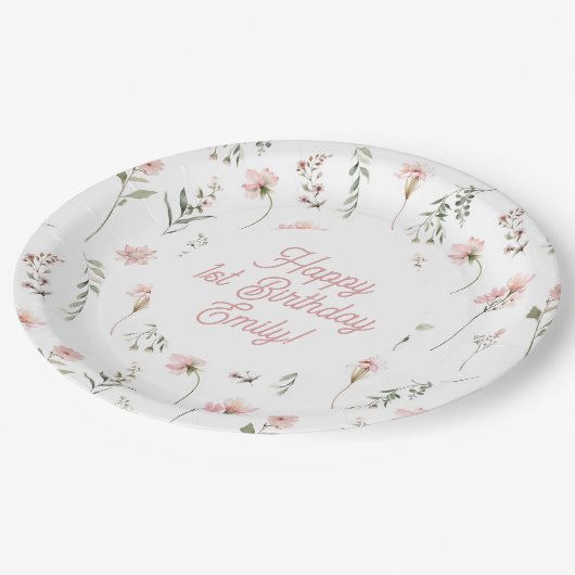 Assiettes En Carton Little Miss Onederland Fleur sauvage 1er anniversa (Angle)