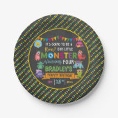 Assiettes En Carton Little Monster Chalkboard 4e fête d'anniversaire (Devant)