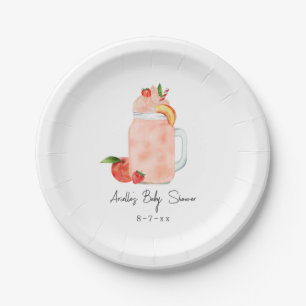 Assiettes En Carton Little Peach Fruit Smoothie Girl Baby Shower
