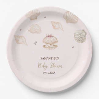 Assiettes En Carton Little Pearl Seashells Dots Baby Shower