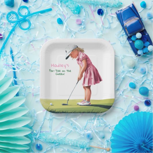 Assiettes En Carton Little Pro En rose : Anniversaire sur le vert (Fête)