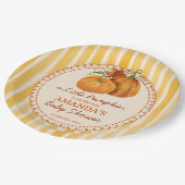 Assiettes En Carton Little pumpkin retro stripes baby shower monogram (Angle)