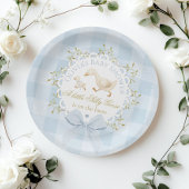Assiettes En Carton Little Silly Goose Blue Gingham Baby Shower