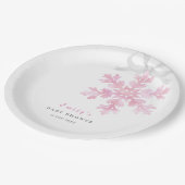 Assiettes En Carton Little Snowflake Pink Baby Shower (Angle)