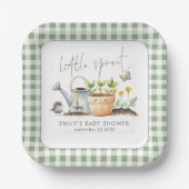 Assiettes En Carton Little Sprout Sage Gingham Garden Baby Shower (Recto)