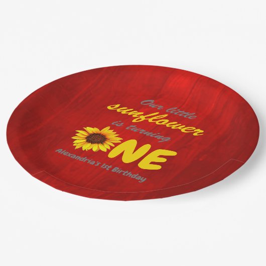 Assiettes En Carton Little Sunflower 1er anniversaire (Angle)