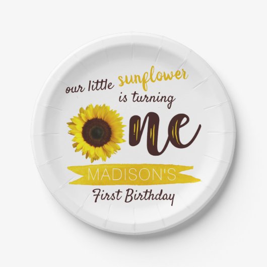 Assiettes En Carton Little Sunflower 1er anniversaire (Devant)