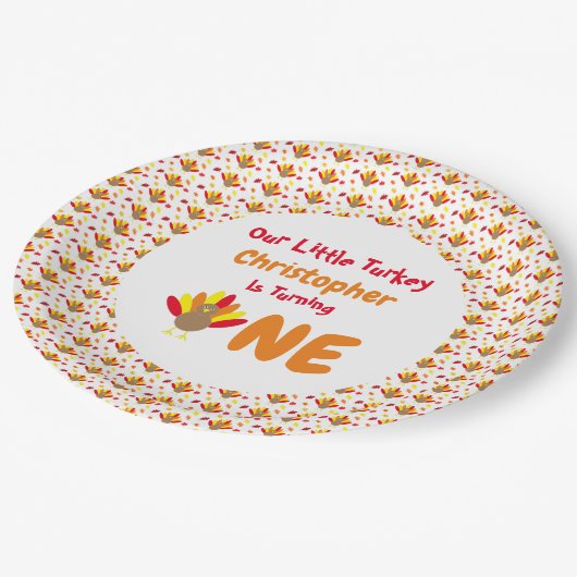 Assiettes En Carton Little Turkey 1er anniversaire (Angle)