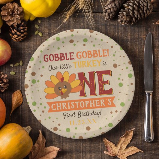 Assiettes En Carton Little Turkey Fall Thanksgiving 1er anniversaire