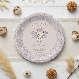 Assiettes En Carton Little Turkey Feathers Autumn Girl Baby shower