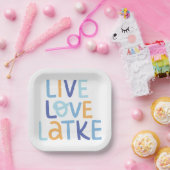 Assiettes En Carton Live Love Latke Hanoukka Design (Fête)