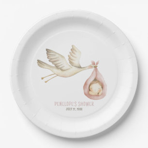 Assiettes En Carton Livraison spéciale Boule rose bébé Baby shower fil
