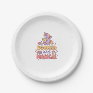 Assiettes En Carton Livre de licorne et impression magique prête Fond