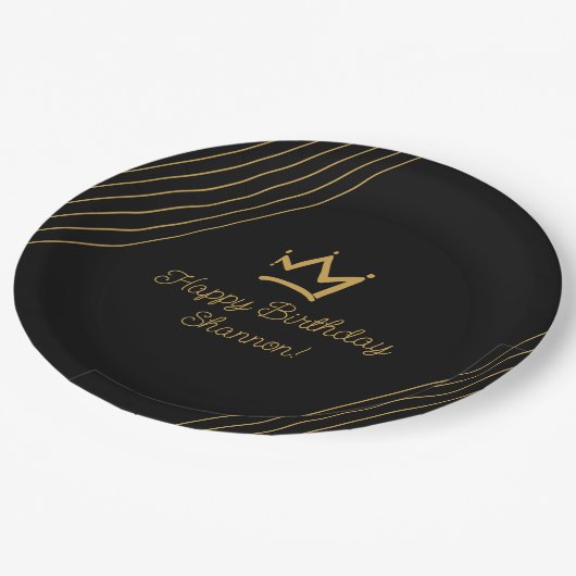 Assiettes En Carton Livre d'or noir d'anniversaire (Angle)