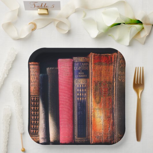 Assiettes En Carton Livres anciens (Mariage)