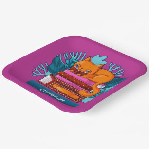Assiettes En Carton Livres Approuvés Chat Personnalisé Rose