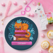 Assiettes En Carton Livres Approuvés Personnalisés Chat Turquoise (Fête)