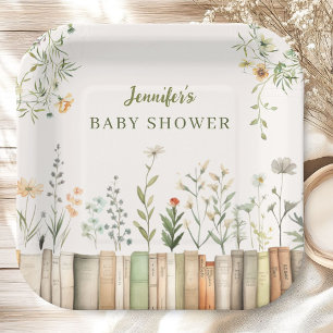 Assiettes En Carton Livres de Fleur Sauvage Baby Shower Genre Neutre